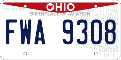 OH license plate FWA9308