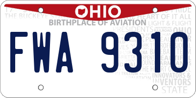 OH license plate FWA9310