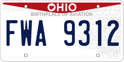 OH license plate FWA9312