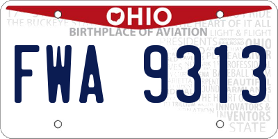 OH license plate FWA9313