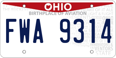 OH license plate FWA9314