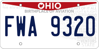 OH license plate FWA9320