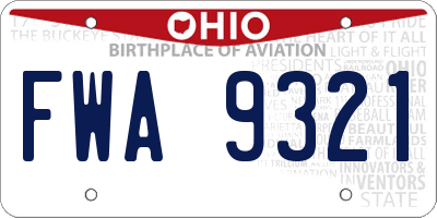 OH license plate FWA9321