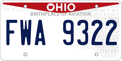 OH license plate FWA9322