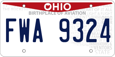 OH license plate FWA9324