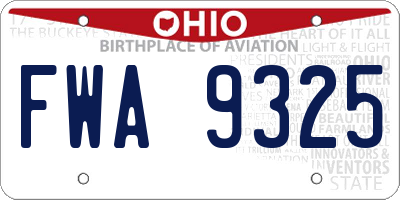 OH license plate FWA9325