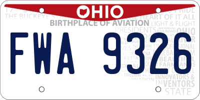 OH license plate FWA9326