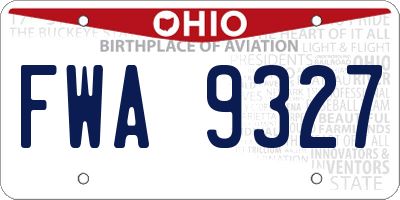 OH license plate FWA9327