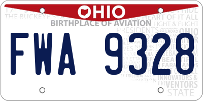 OH license plate FWA9328