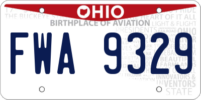 OH license plate FWA9329