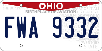 OH license plate FWA9332