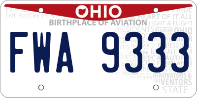 OH license plate FWA9333