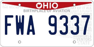 OH license plate FWA9337