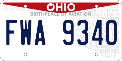 OH license plate FWA9340