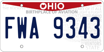 OH license plate FWA9343