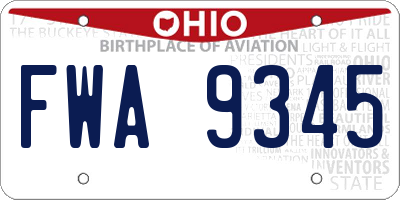 OH license plate FWA9345