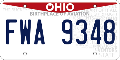 OH license plate FWA9348