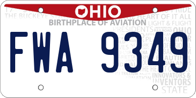 OH license plate FWA9349