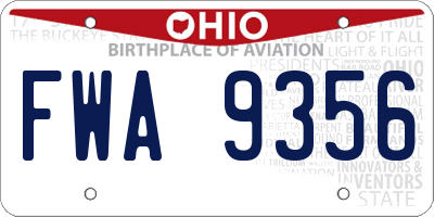 OH license plate FWA9356