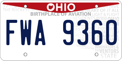 OH license plate FWA9360