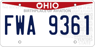 OH license plate FWA9361