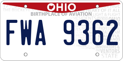 OH license plate FWA9362