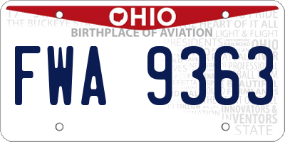 OH license plate FWA9363