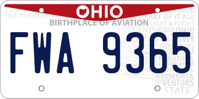 OH license plate FWA9365