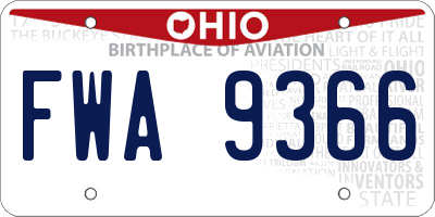 OH license plate FWA9366