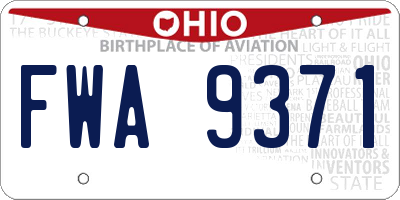 OH license plate FWA9371