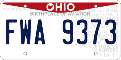 OH license plate FWA9373