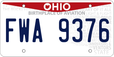 OH license plate FWA9376