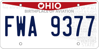 OH license plate FWA9377