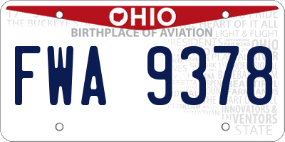 OH license plate FWA9378