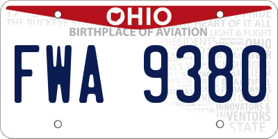 OH license plate FWA9380