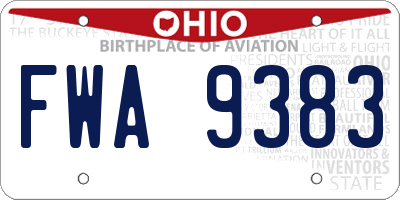 OH license plate FWA9383