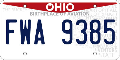 OH license plate FWA9385