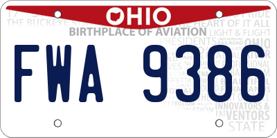 OH license plate FWA9386