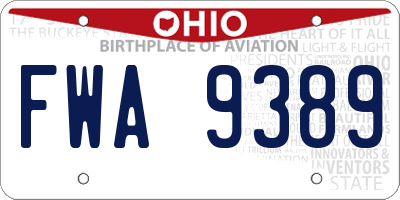 OH license plate FWA9389