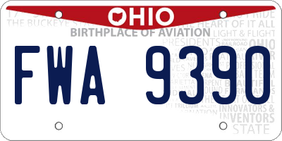 OH license plate FWA9390