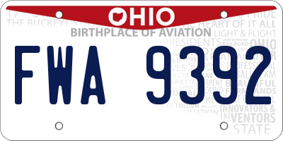 OH license plate FWA9392