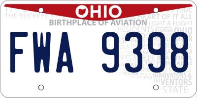 OH license plate FWA9398