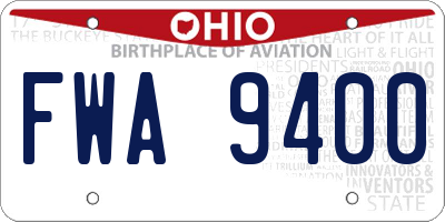 OH license plate FWA9400