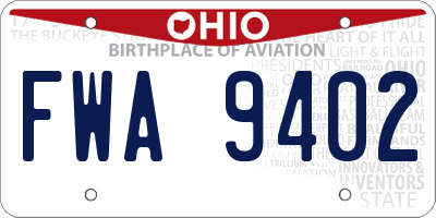 OH license plate FWA9402