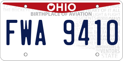 OH license plate FWA9410