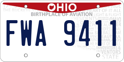 OH license plate FWA9411