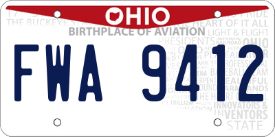 OH license plate FWA9412