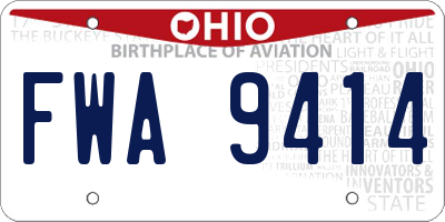 OH license plate FWA9414