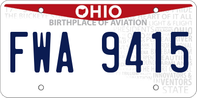 OH license plate FWA9415