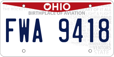 OH license plate FWA9418